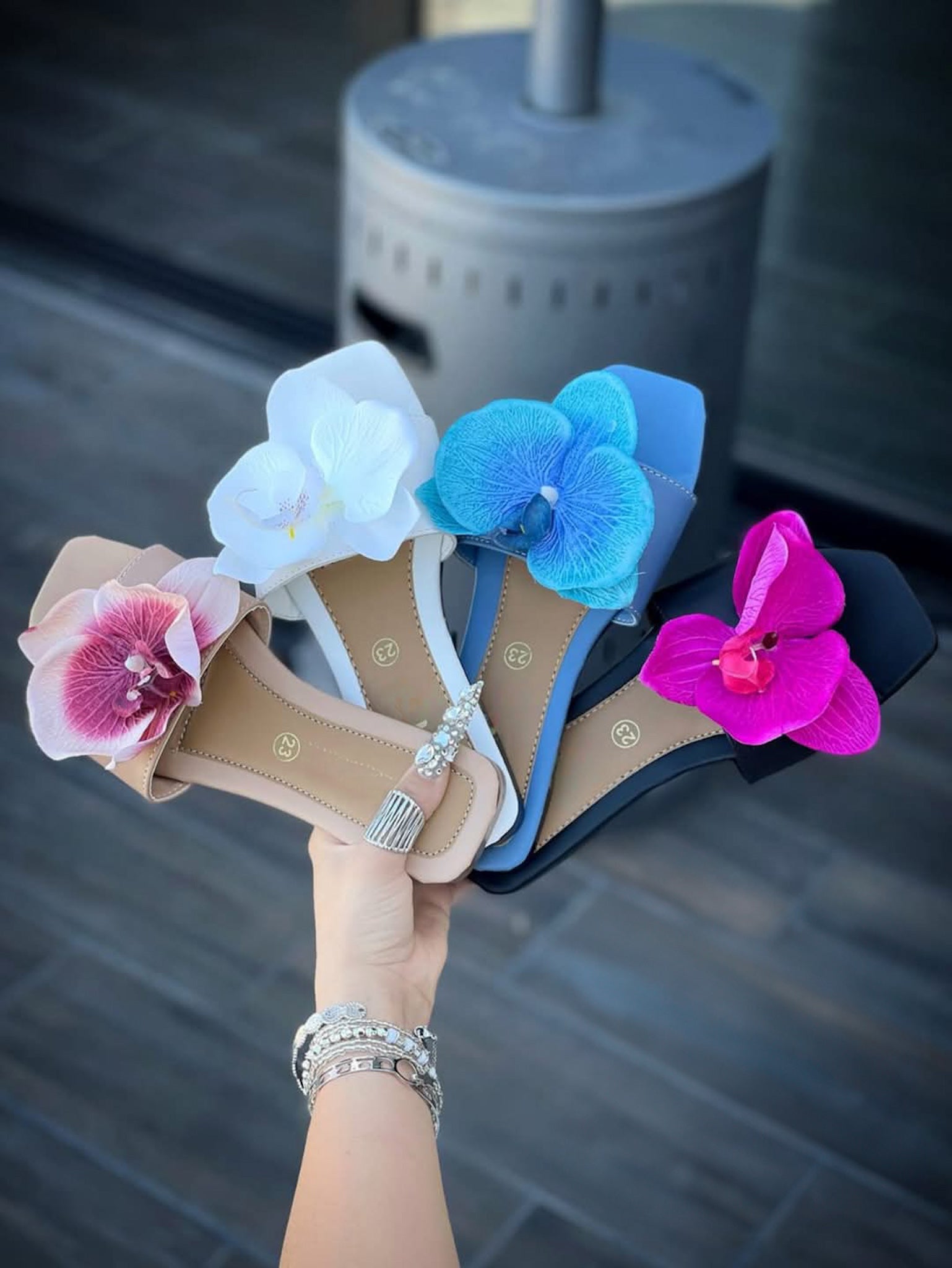 Sandalias de Piso con Flor Modelo Orquidea