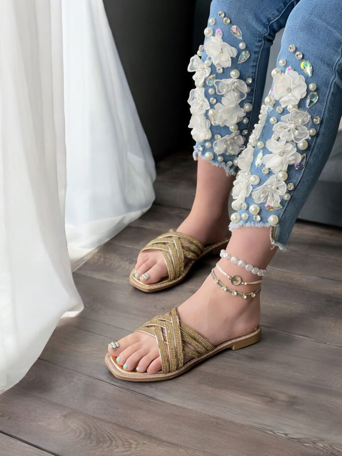 Sandalias Brillantes  de Piso Modelo Aurora